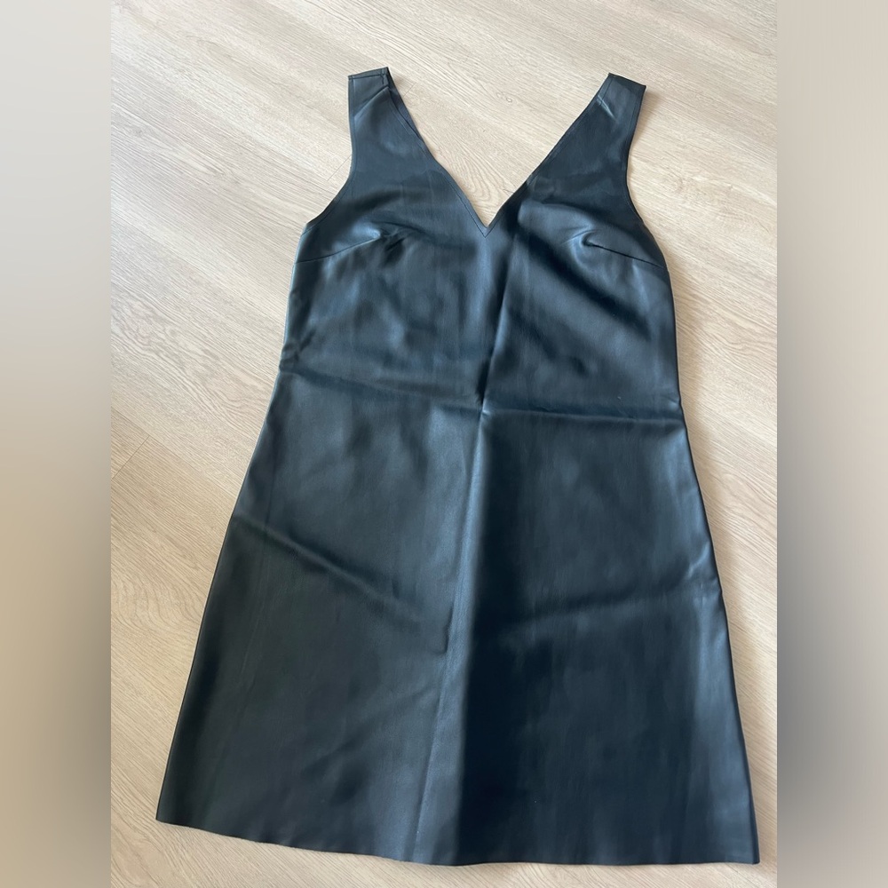 Elegant Black faux Leather Dress